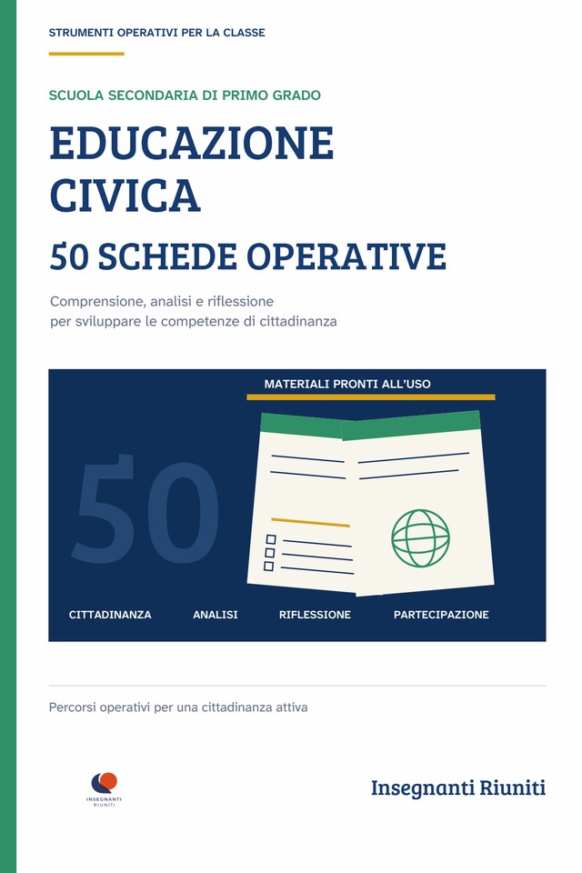 Copertina di Educazione Civica — 50 Schede Operative, secondaria I grado