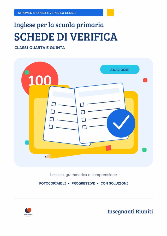 Copertina di Inglese per la scuola primaria — 100 Verifiche Fotocopiabili con Soluzioni